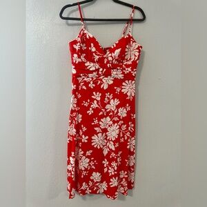 Donna Morgan V-neck A-line Dress Women's 8 Cotton/Spandex Red/White